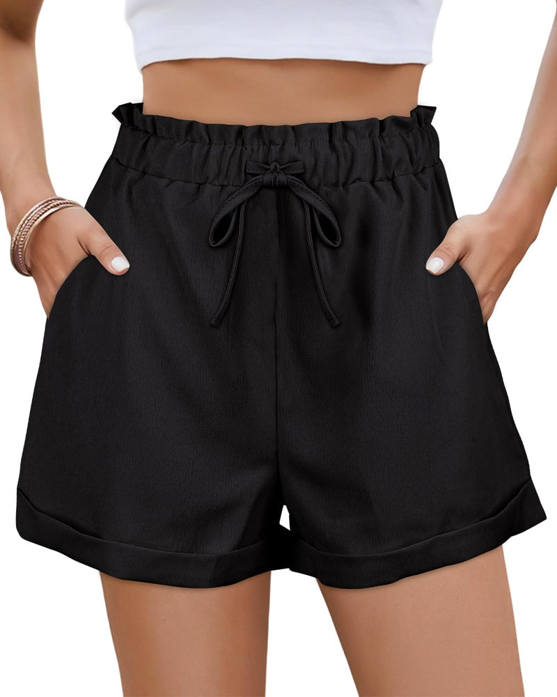 Emily Shorts Mujer Verano – Cintura Alta, Cordón Ajustable y Bolsillos