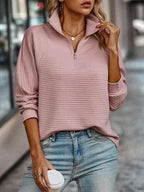 Leyna Pull en Maille pour Femme – Pull Côtelé avec Fermeture Éclair Chic