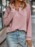 Leyna Pull en Maille pour Femme – Pull Côtelé avec Fermeture Éclair Chic