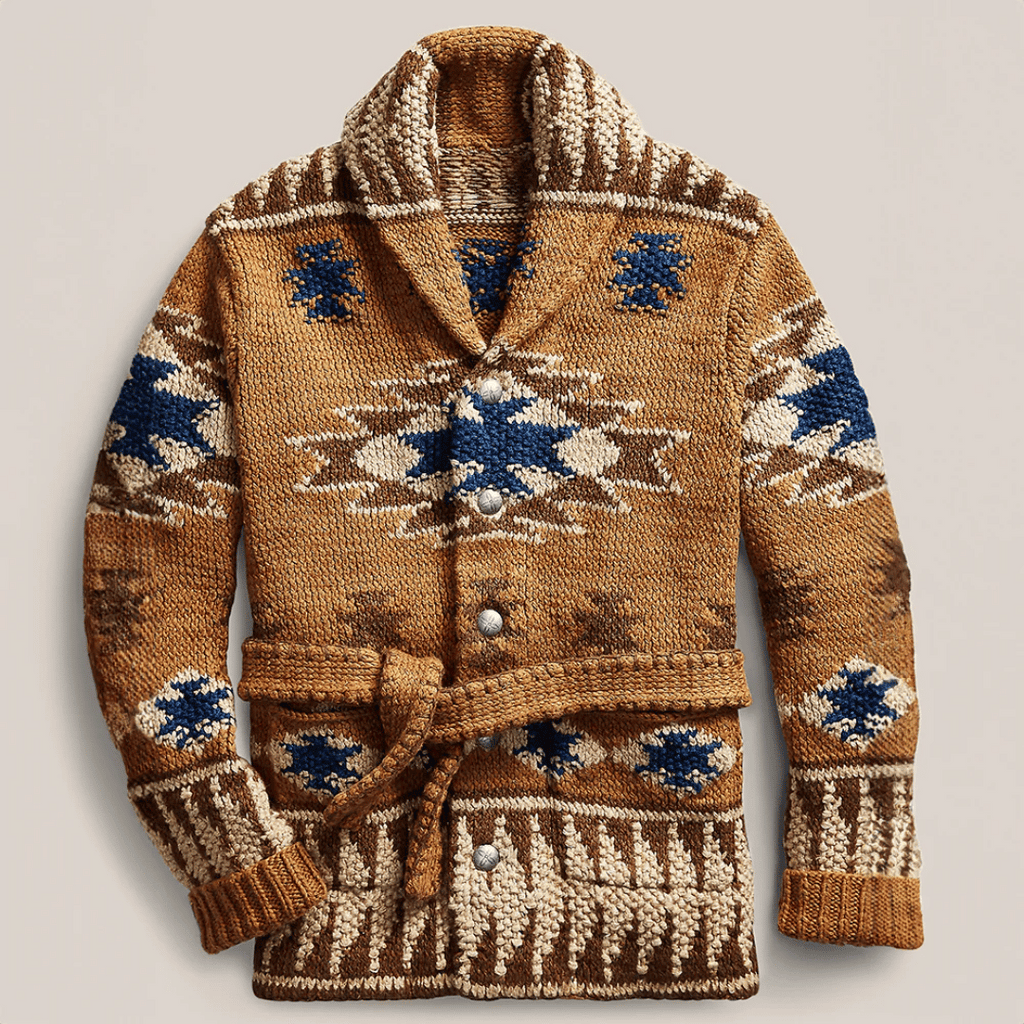 Arman cardigan jacquard da uomo – giacca in maglia western elegante