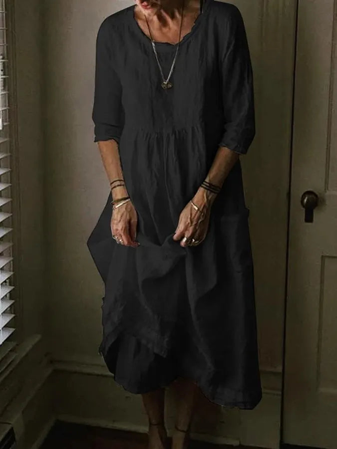 Félesca Robe Maxi pour Femme – Robe Longue Coton Lin Été Chic