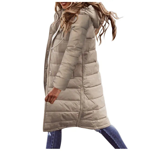 Evie Cappotto Lungo Imbottito da Donna – Giacca Invernale Elegante con Cappuccio