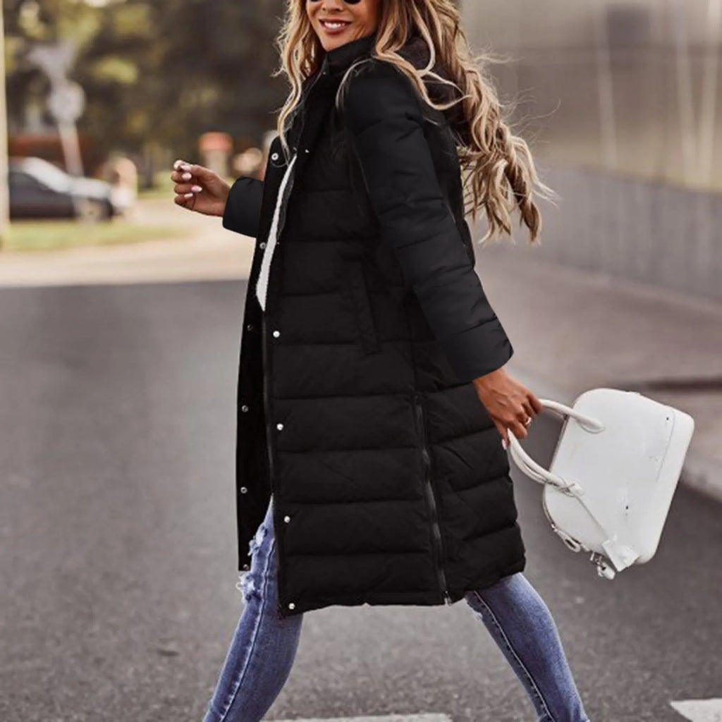 Evie Cappotto Lungo Imbottito da Donna – Giacca Invernale Elegante con Cappuccio