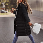 Evie Cappotto Lungo Imbottito da Donna – Giacca Invernale Elegante con Cappuccio