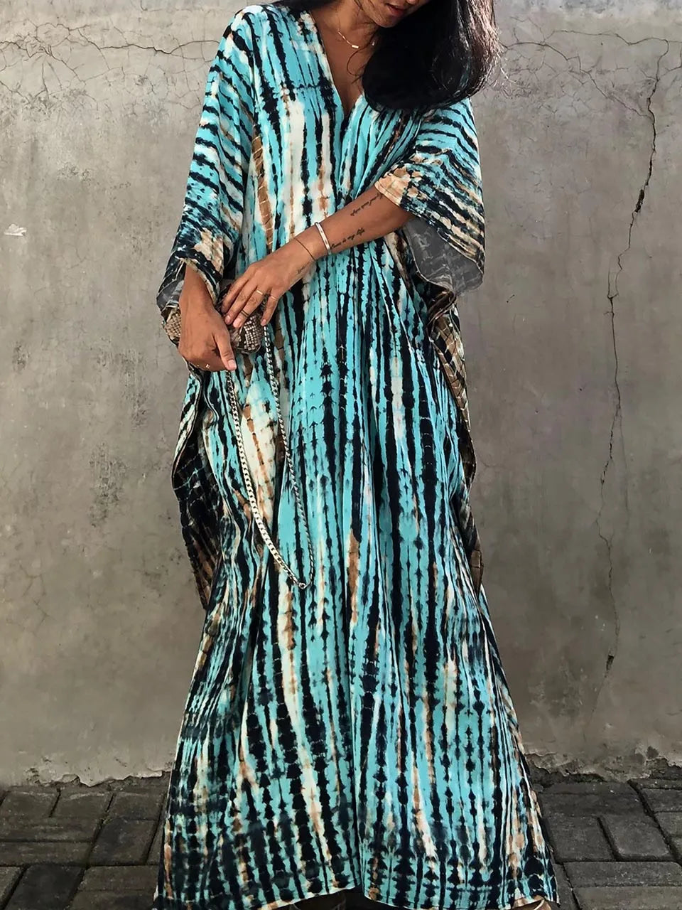 Janne Vestito Caftano Maxi da Donna – Vestito Boho Elegante per Spiaggia Estate