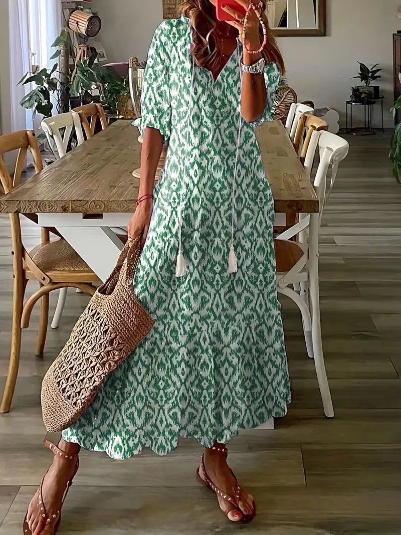 Vestido Estrella para Mujer – Elegante, Cuello en V y Cómodo