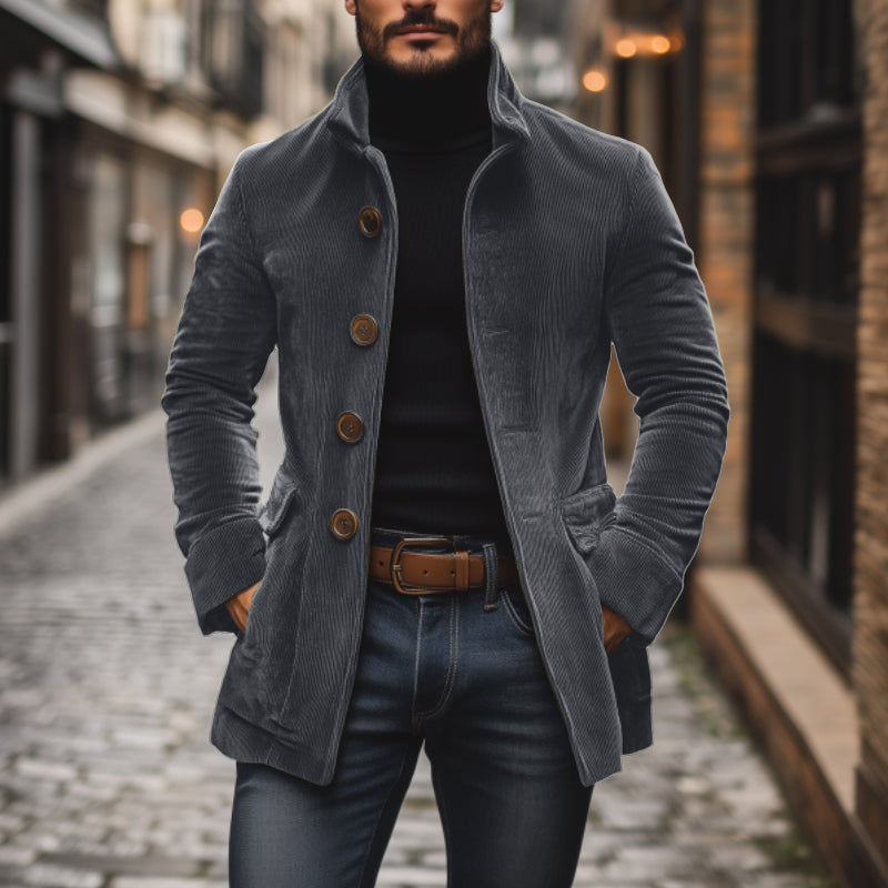 Chaqueta Marcos para Hombre – Silueta entallada, Cuello mao y Sofisticado