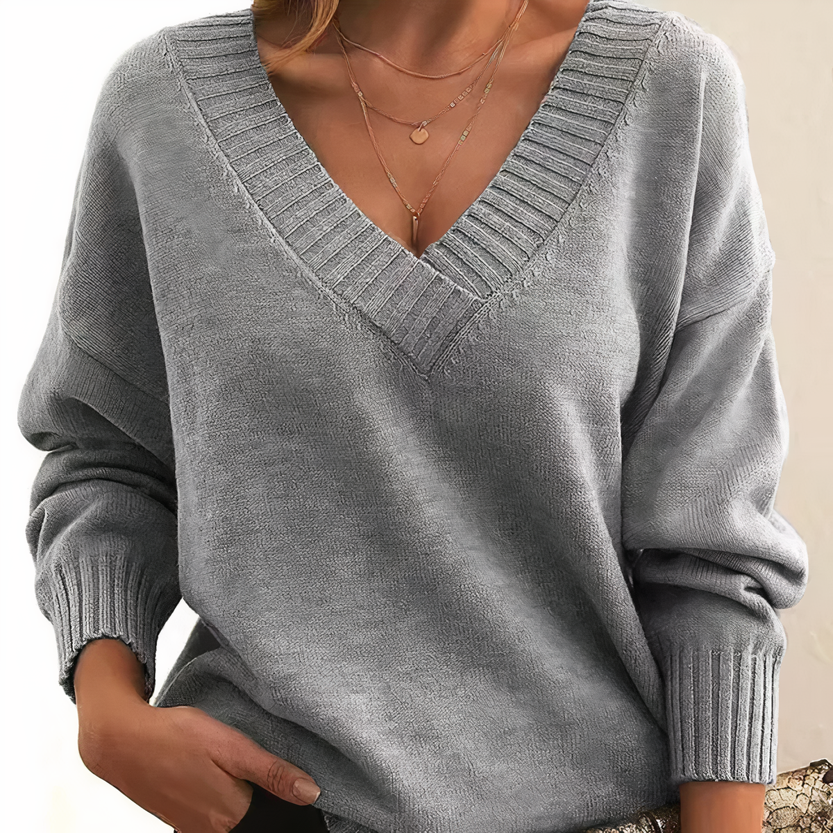 Suéter de cachemira Teresa para Mujer – Cuello en V, Suave y Con aislamiento térmico