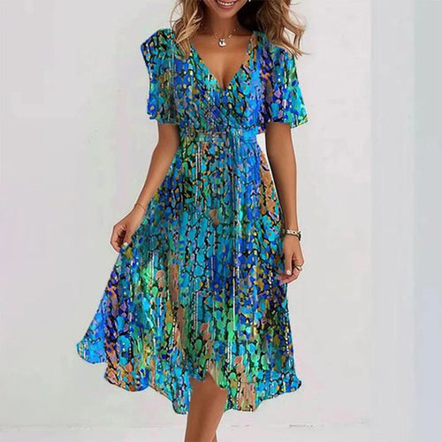 Aimee robe midi fleurie pour femme – robe élégante été chic moderne