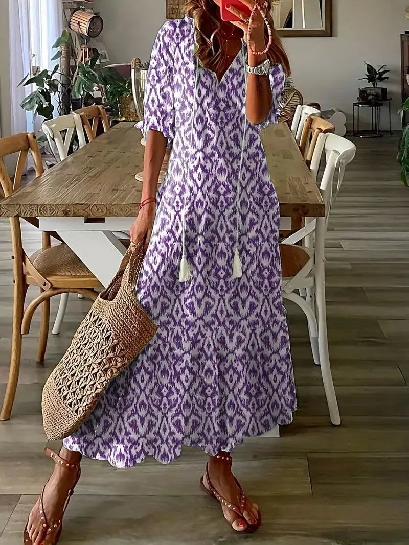 Vestido Estrella para Mujer – Elegante, Cuello en V y Cómodo