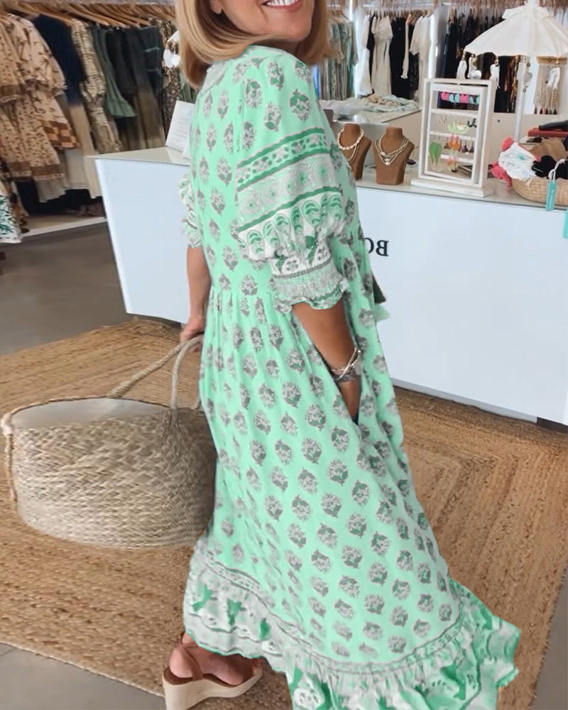 Vestido Nadia para Mujer – Cuello en V, Corte cómodo y Elegante