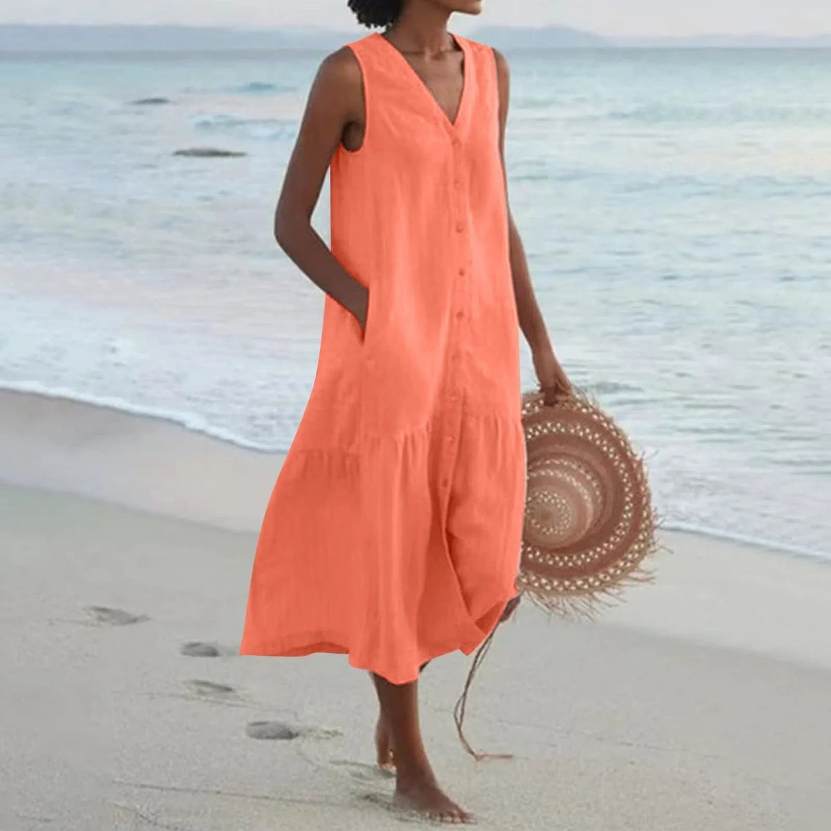 Vestido Zaida para Mujer – Cuello en V, Diseño atemporal y Corte elegante