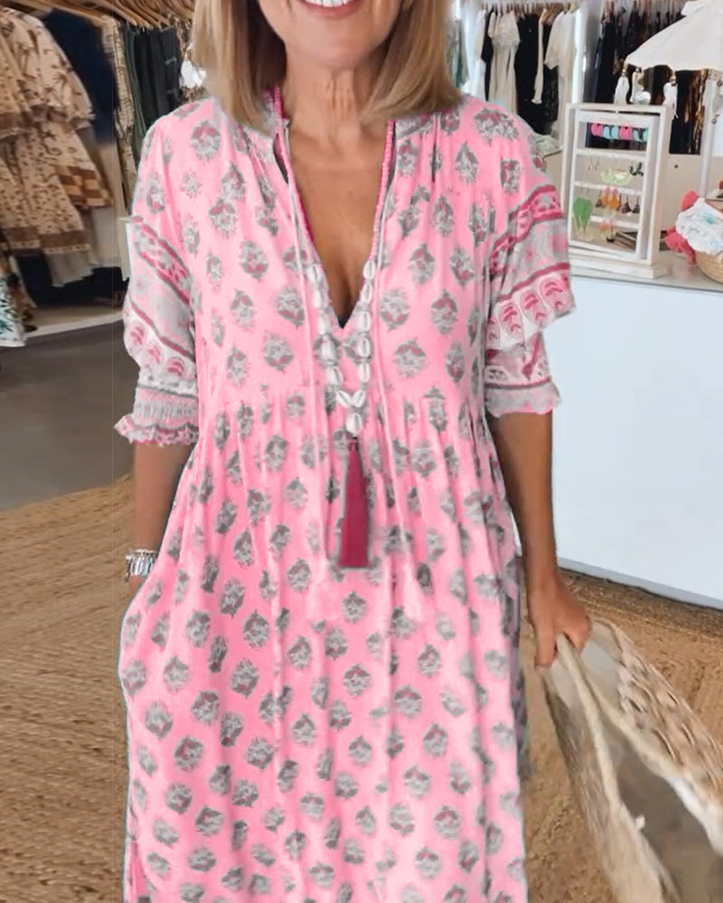 Vestido Nadia para Mujer – Cuello en V, Corte cómodo y Elegante