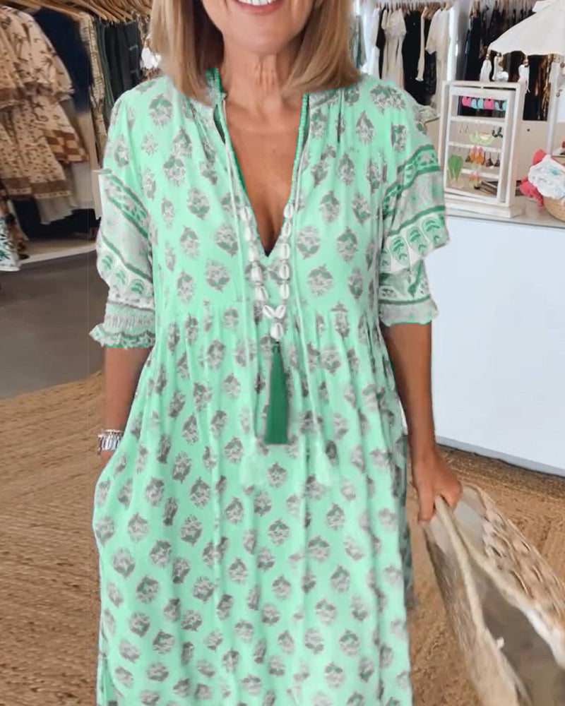 Vestido Nadia para Mujer – Cuello en V, Corte cómodo y Elegante