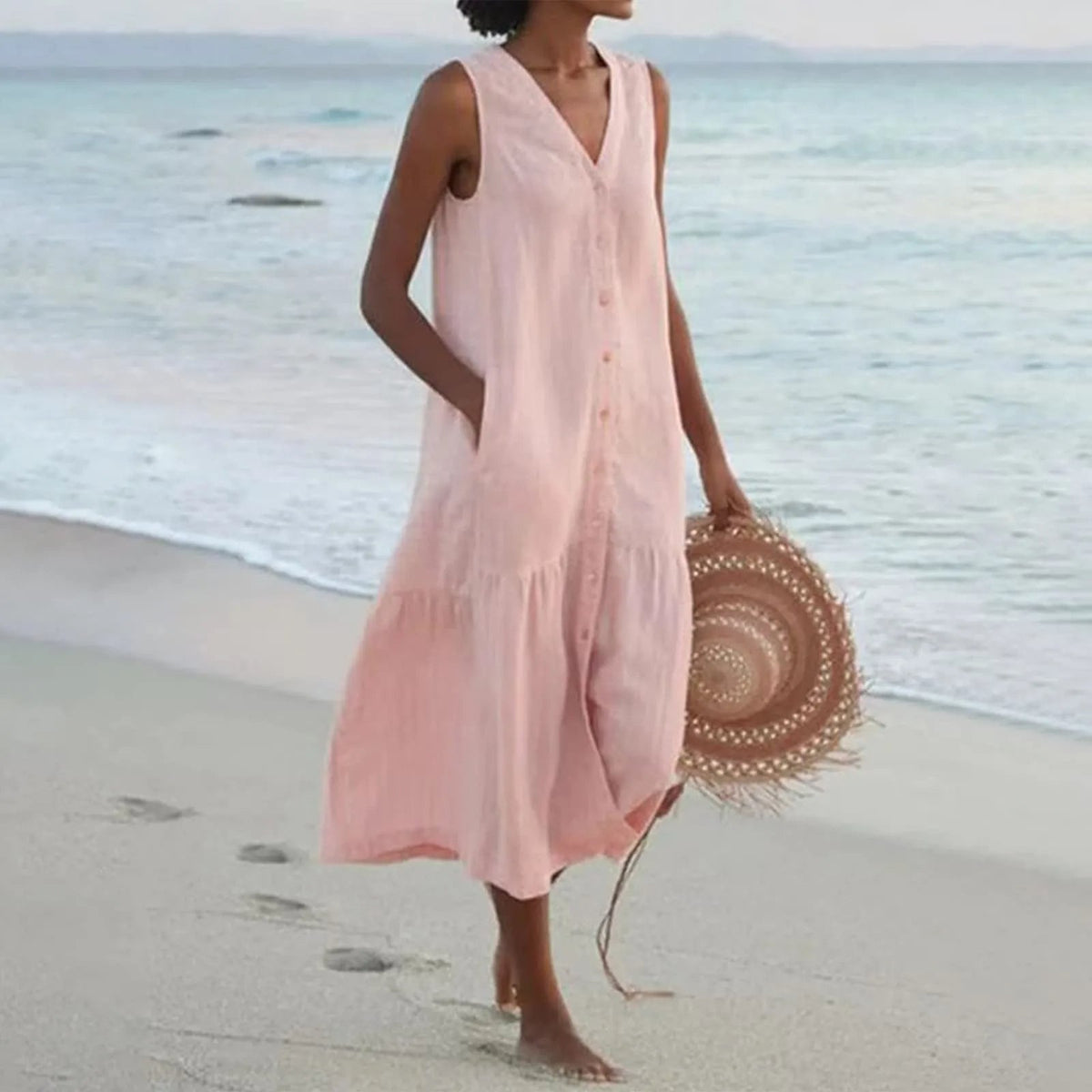 Vestido Zaida para Mujer – Cuello en V, Diseño atemporal y Corte elegante