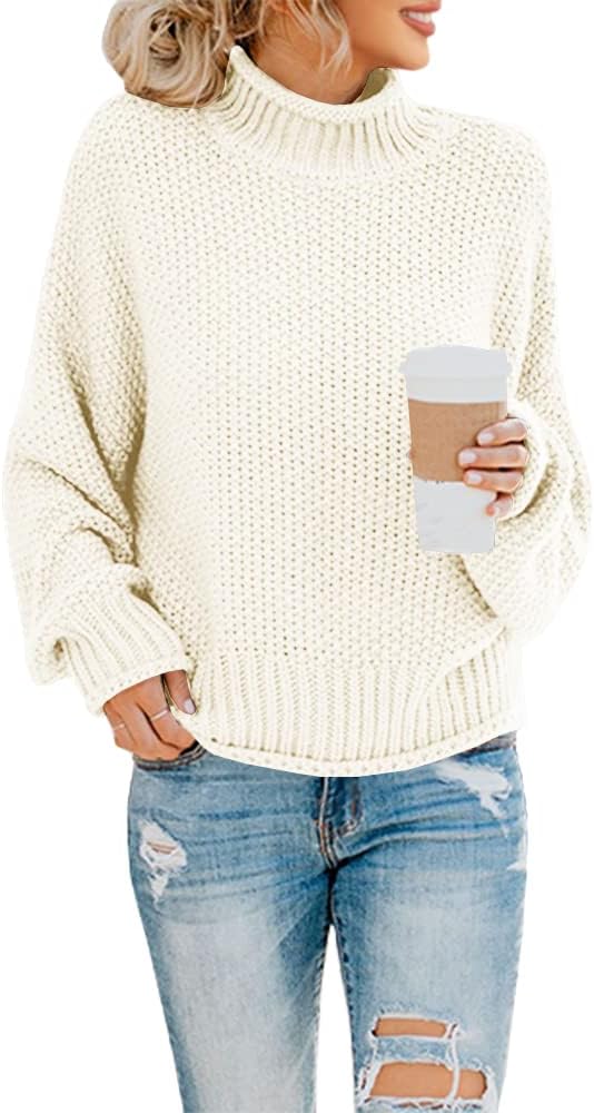 Suéter de cuello alto Marina para Mujer – Mangas murciélago, Silueta holgada y Mangas largas