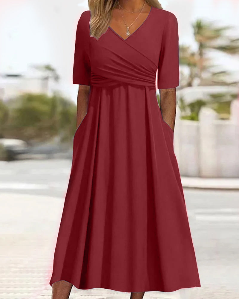 Marley Robe midi pour femme – Robe croisée élégante casual chic