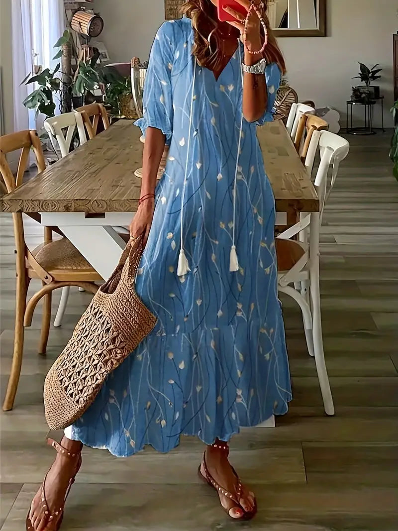 Vestido Estrella para Mujer – Elegante, Cuello en V y Cómodo
