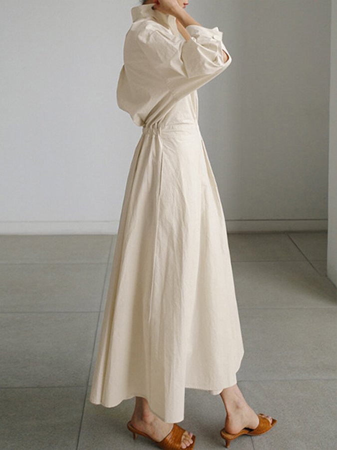 Lucie Robe Midi pour Femme – Robe Boutonnée Élégante Décontractée Chic