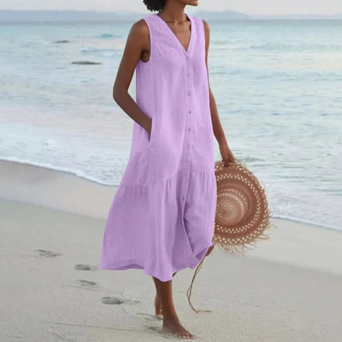 Vestido Zaida para Mujer – Cuello en V, Diseño atemporal y Corte elegante