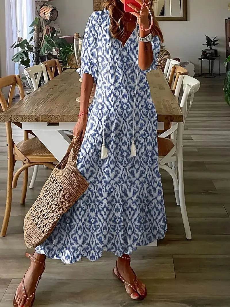 Vestido Estrella para Mujer – Elegante, Cuello en V y Cómodo