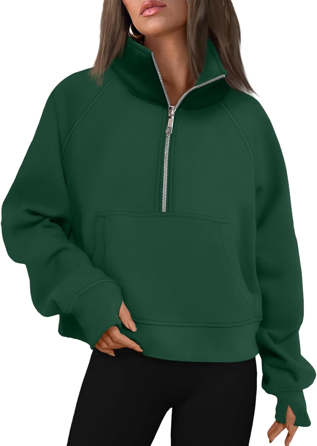 Sudadera con capucha Blanca para Mujer – Hombros caídos, Bolsillo canguro delantero y Forro polar interior