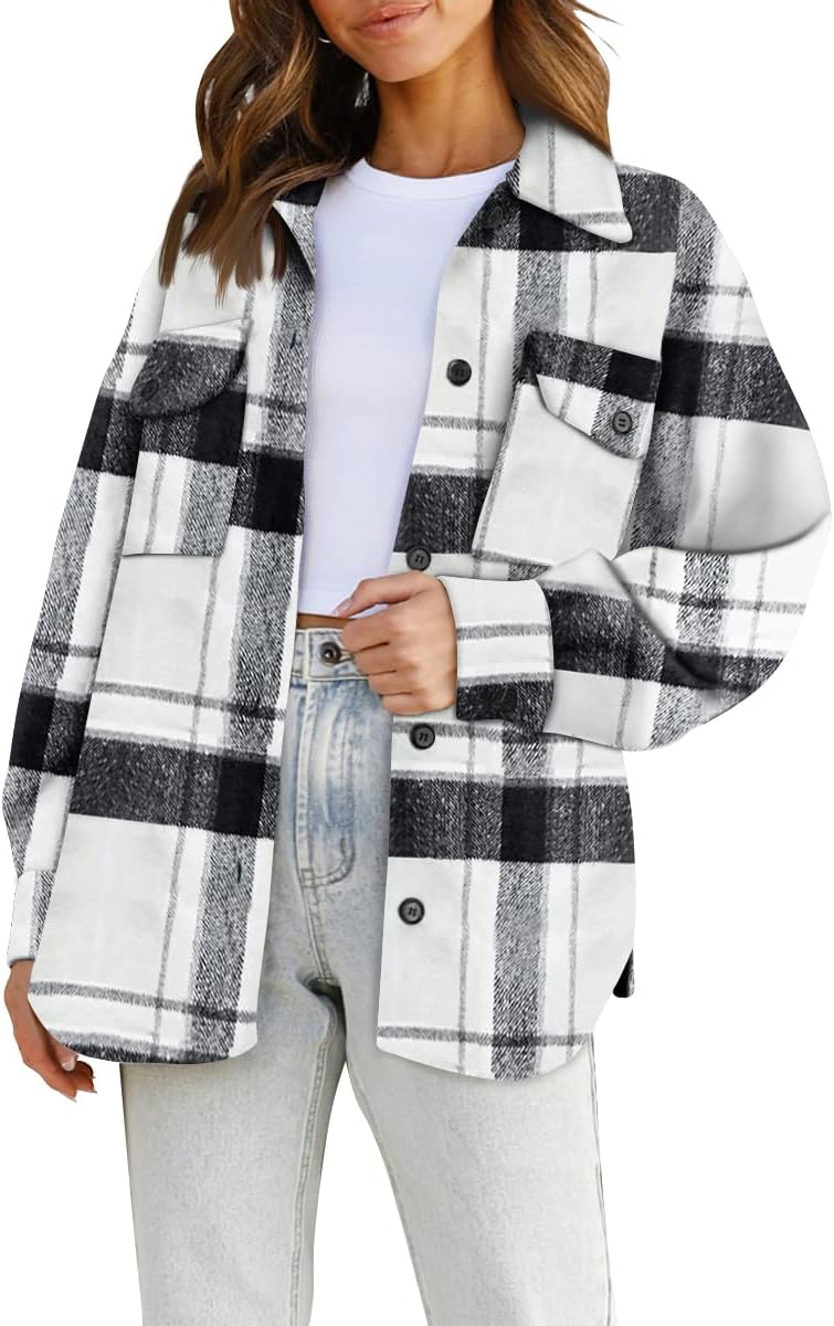 Zaria Sobrecamisa de cuadros para mujer – corte oversize, botones frontales y bolsillos