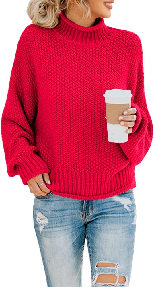 Suéter de cuello alto Marina para Mujer – Mangas murciélago, Silueta holgada y Mangas largas