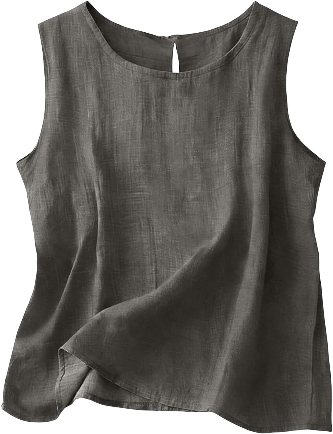 Chloe Top Sin Mangas Mujer – Algodón y Lino, Cuello Redondo y Corte Fluido