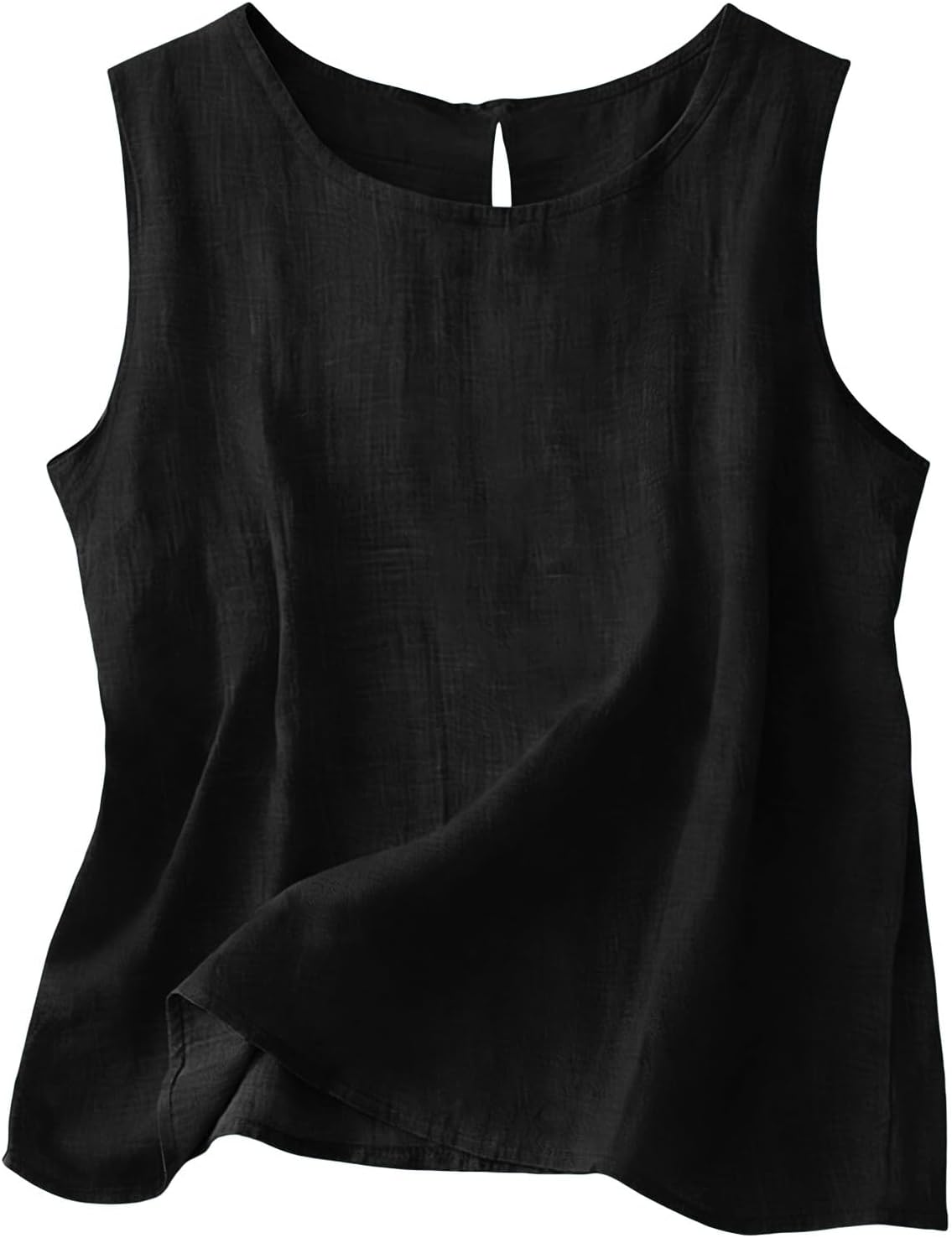 Chloe Top Sin Mangas Mujer – Algodón y Lino, Cuello Redondo y Corte Fluido