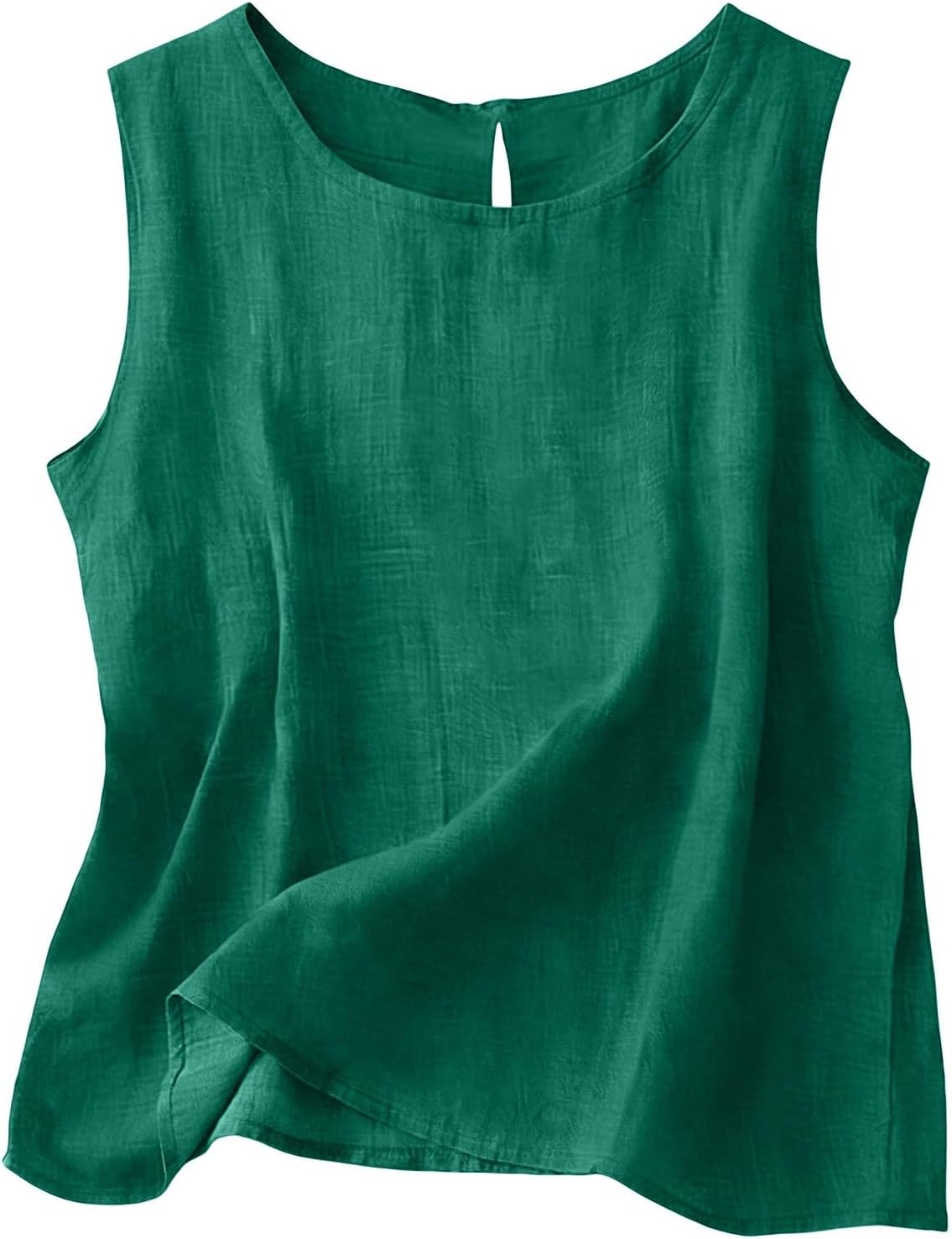 Chloe Top Sin Mangas Mujer – Algodón y Lino, Cuello Redondo y Corte Fluido