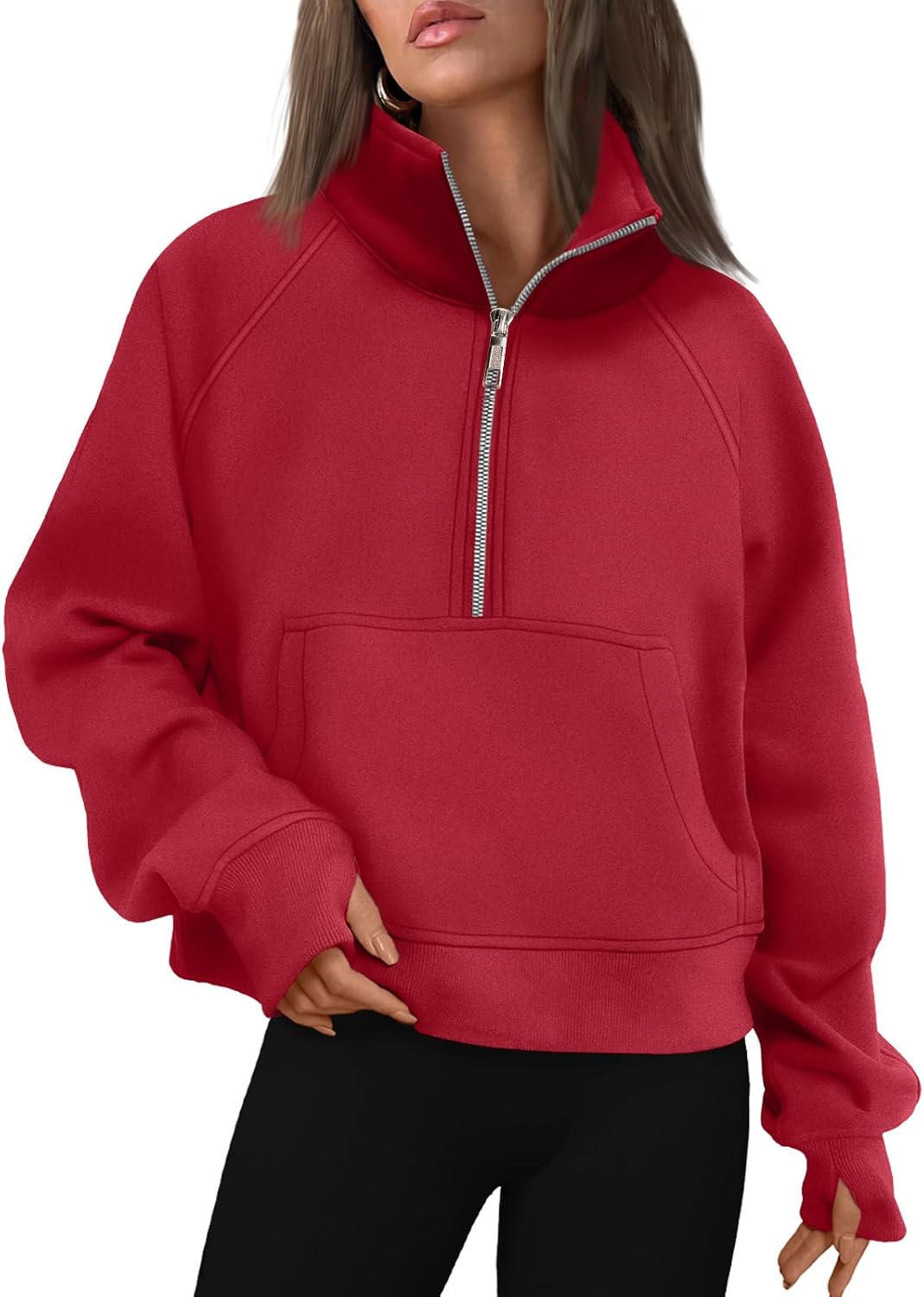Sudadera con capucha Blanca para Mujer – Hombros caídos, Bolsillo canguro delantero y Forro polar interior