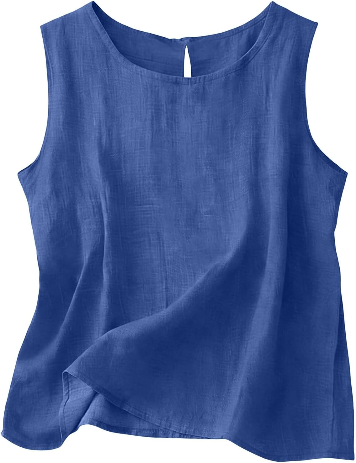 Chloe Top Sin Mangas Mujer – Algodón y Lino, Cuello Redondo y Corte Fluido