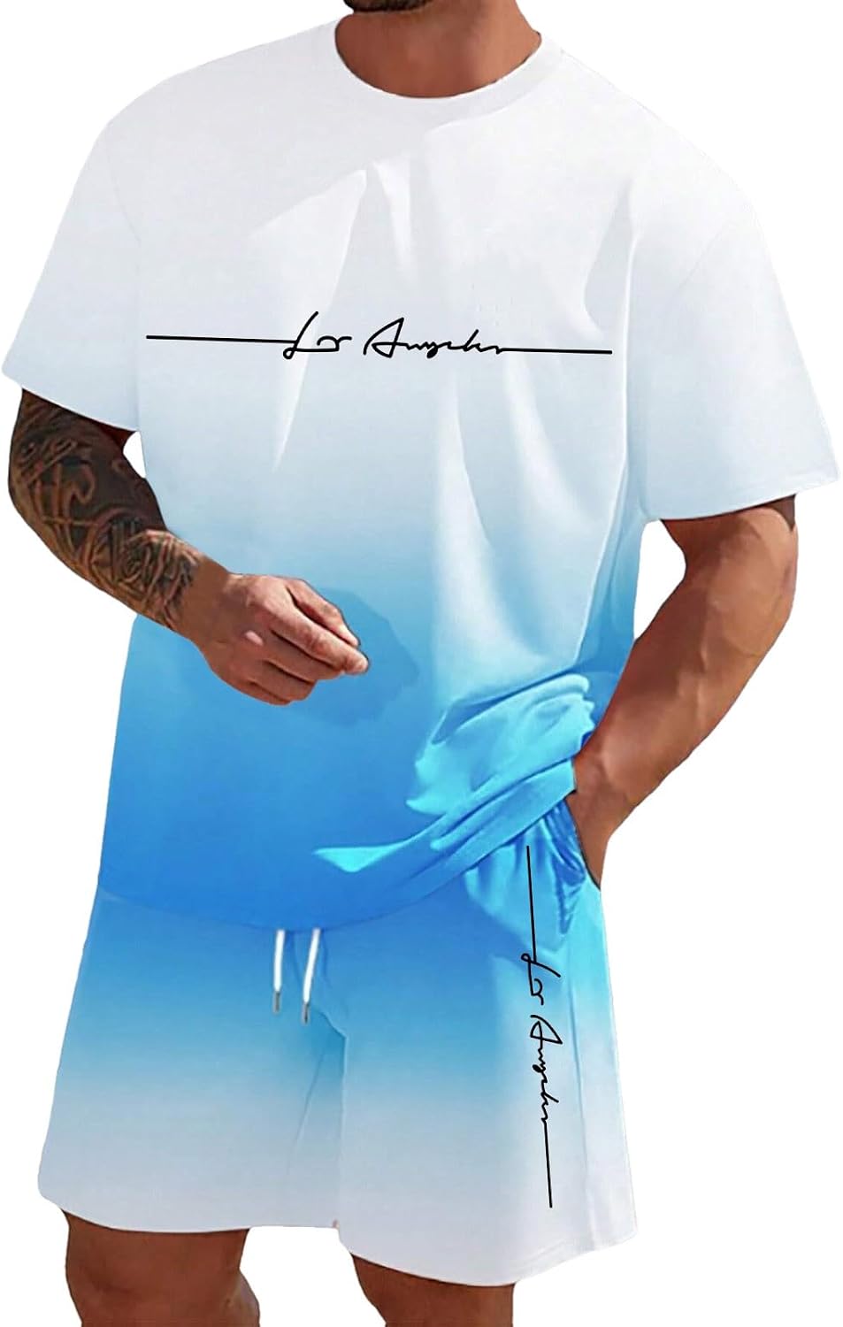 Derek Conjunto Lounge Hombre – Camiseta Manga Corta, Shorts con Cordón y Bolsillos