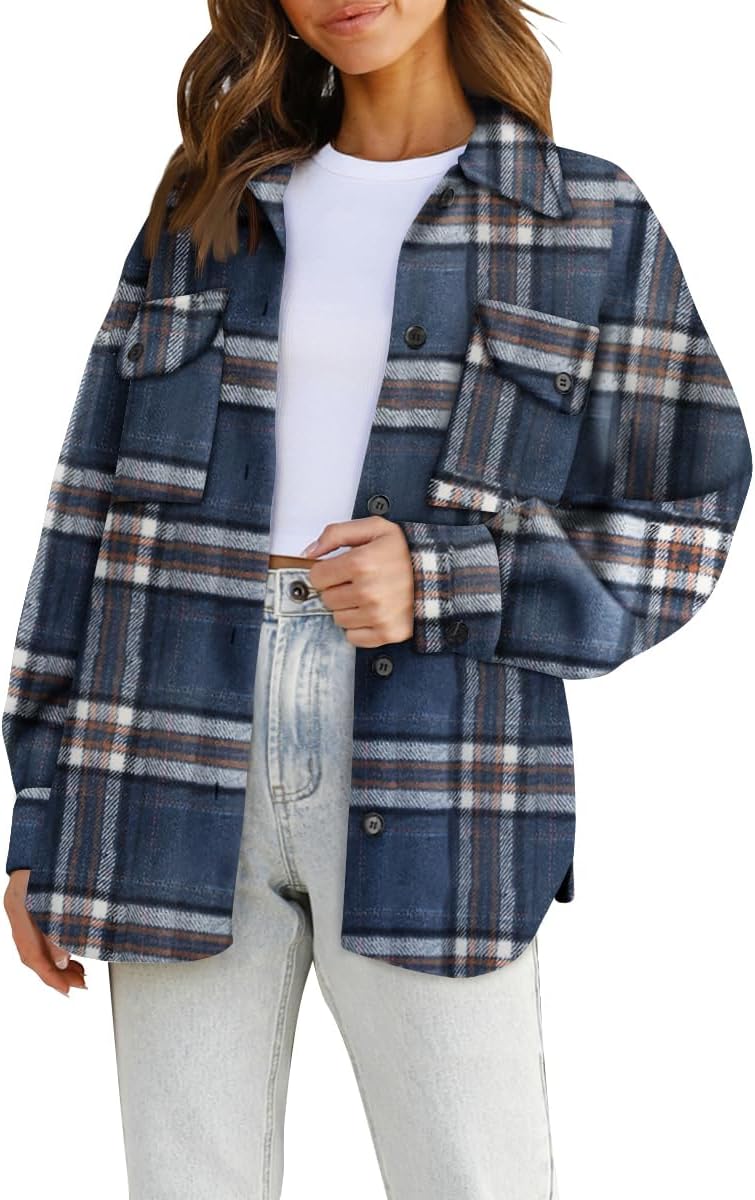 Zaria Sobrecamisa de cuadros para mujer – corte oversize, botones frontales y bolsillos