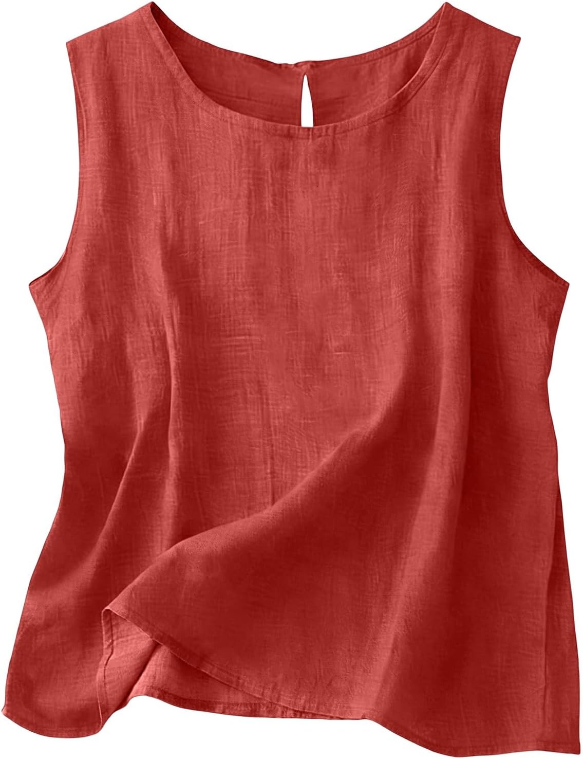 Chloe Top Sin Mangas Mujer – Algodón y Lino, Cuello Redondo y Corte Fluido