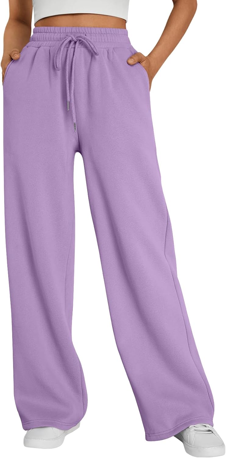 Pantalón de chándal ancho Zaida para Mujer – Cintura alta, Bolsillos prácticos y Mezcla de algodón