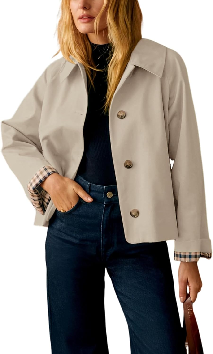 Chaqueta Olivia para Mujer – Solapa estructurada, Cuello solapa y Bolsillos laterales