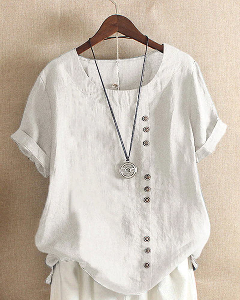 Blusa Blanca para Mujer – Cierre de botones, Sofisticado y Suave