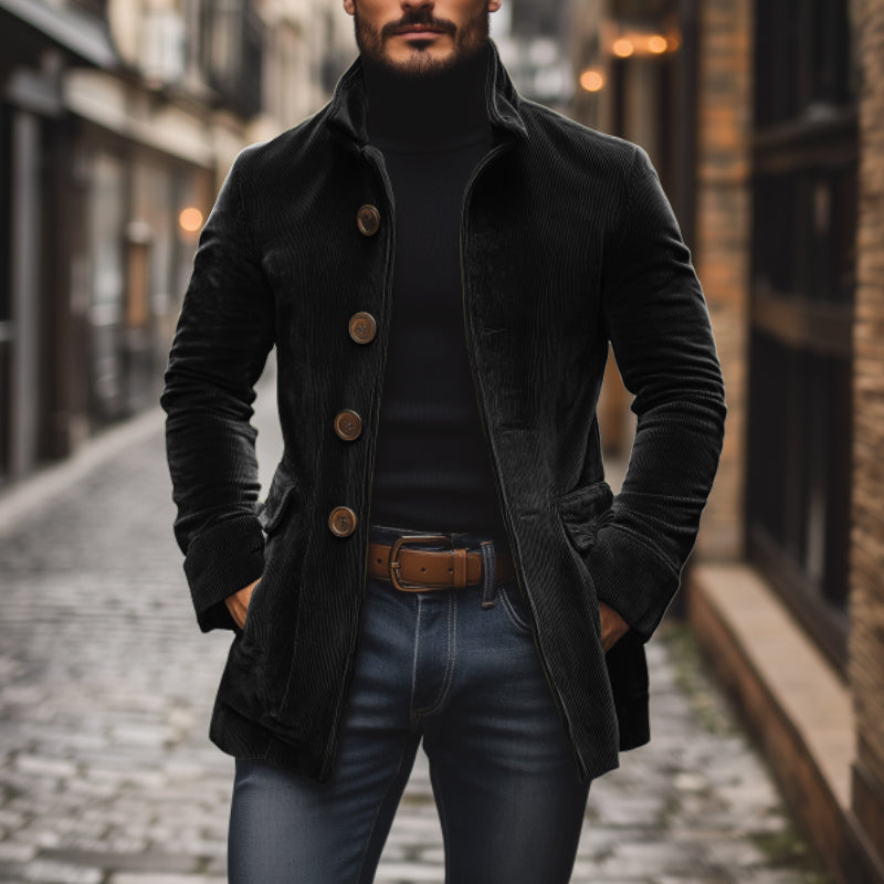 Chaqueta Marcos para Hombre – Silueta entallada, Cuello mao y Sofisticado