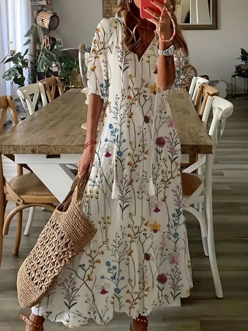Vestido Estrella para Mujer – Elegante, Cuello en V y Cómodo