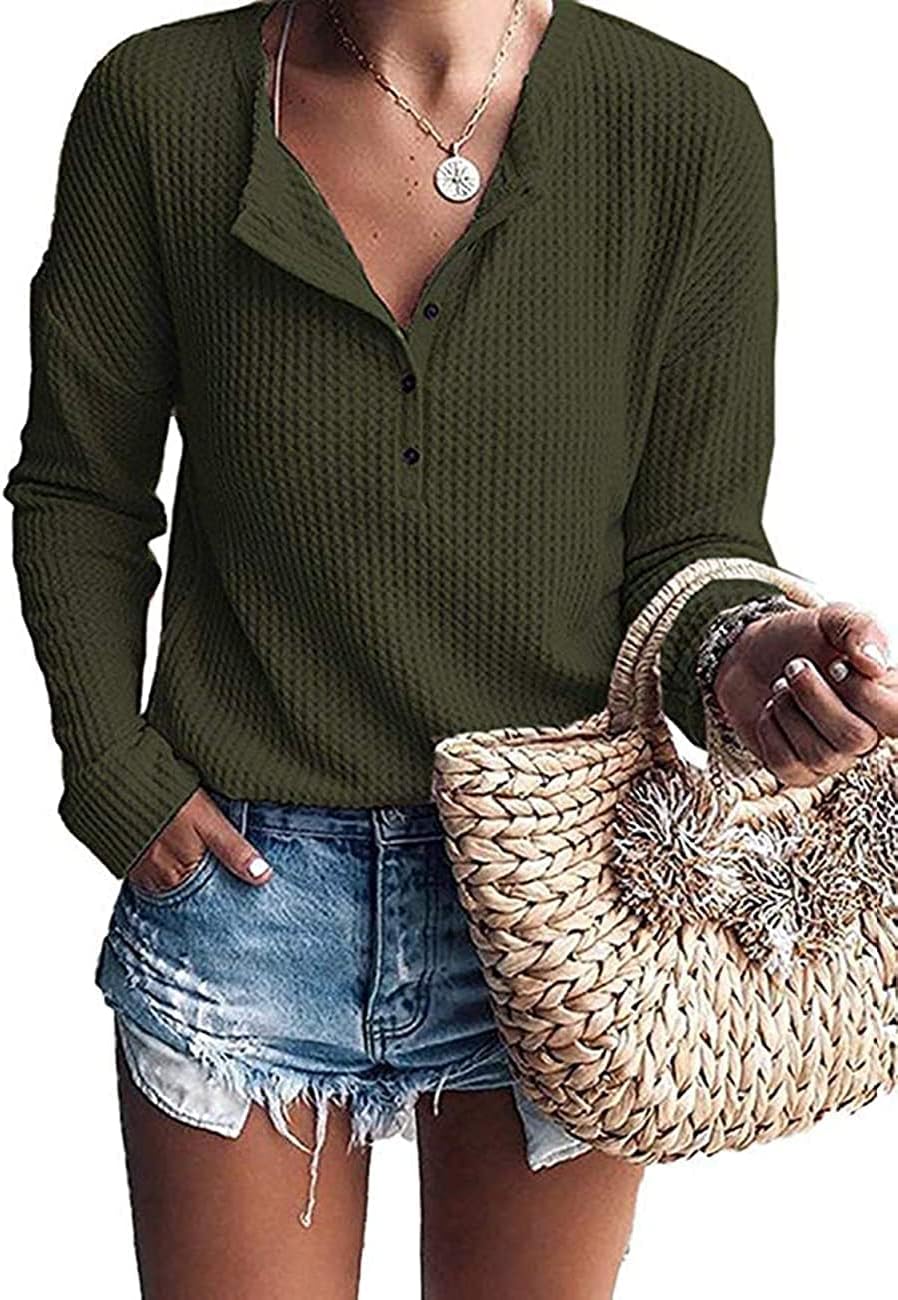 Top estilo henley Teresa para Mujer – Mangas murciélago, Silueta relajada y Mangas largas