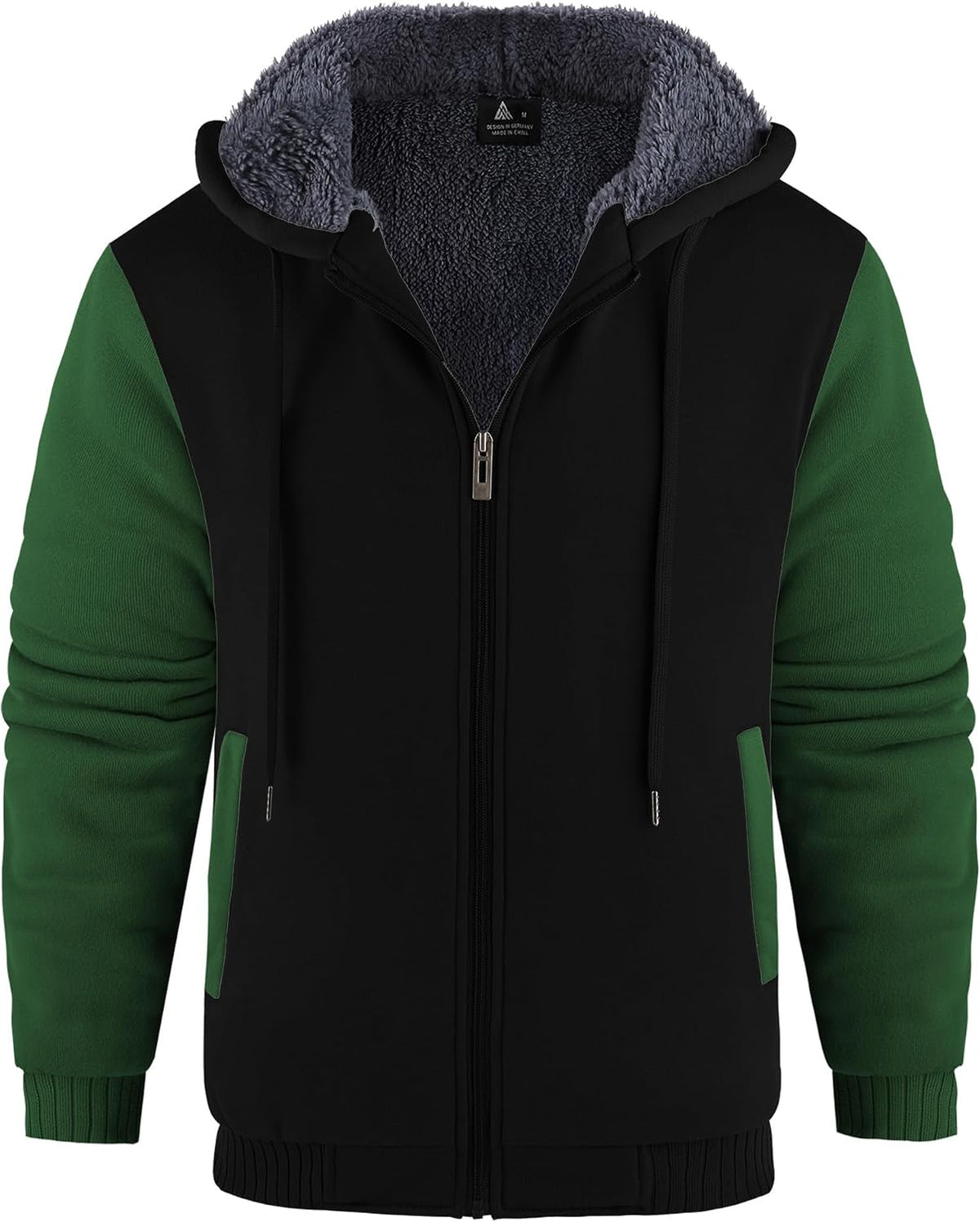 Hugo Sudadera con capucha y forro polar para hombre – chaqueta cálida de invierno con bolsillos laterales