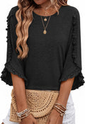 Blusa Estrella para Mujer – Mangas tres cuartos, Silueta relajada y Cuello redondo