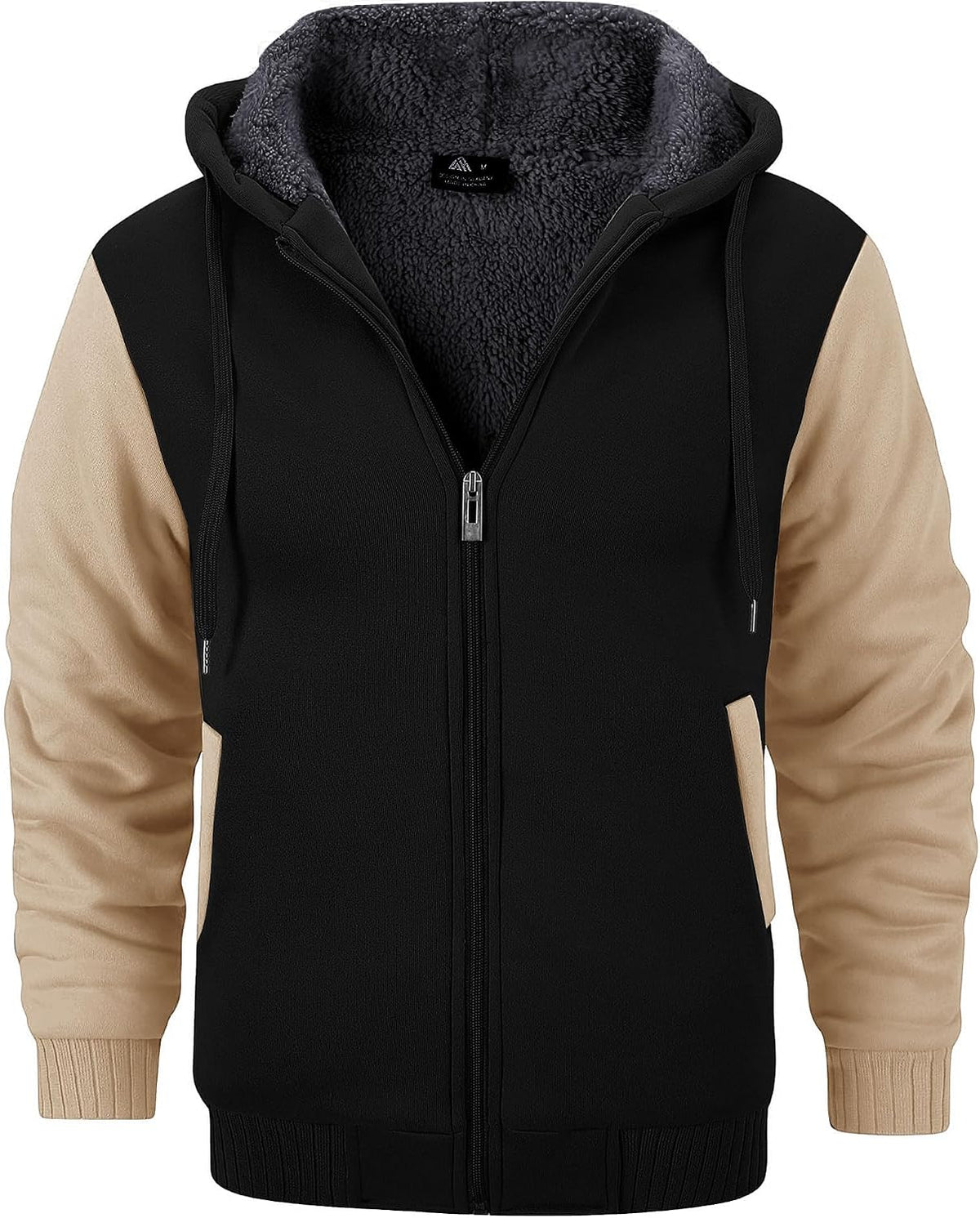 Hugo Sudadera con capucha y forro polar para hombre – chaqueta cálida de invierno con bolsillos laterales
