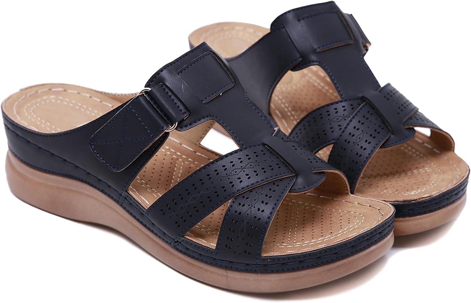 Kara Mules Cuña Mujer – Plataforma Ligera, Cuero PU y Punta Abierta