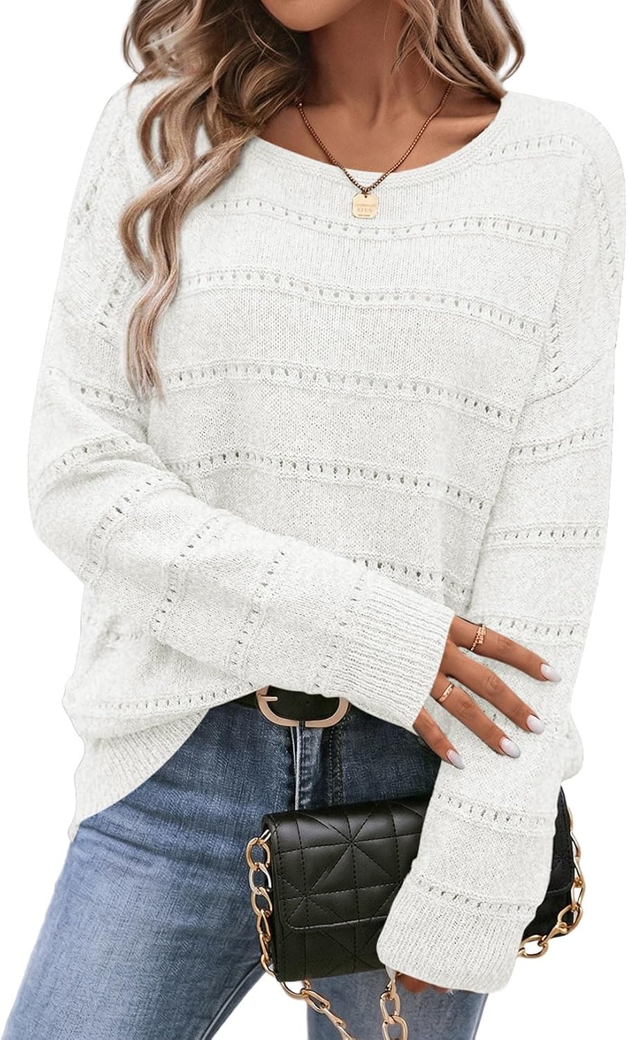 Suéter Julia para Mujer – Cuello redondo, Hombros caídos y Puños acanalados