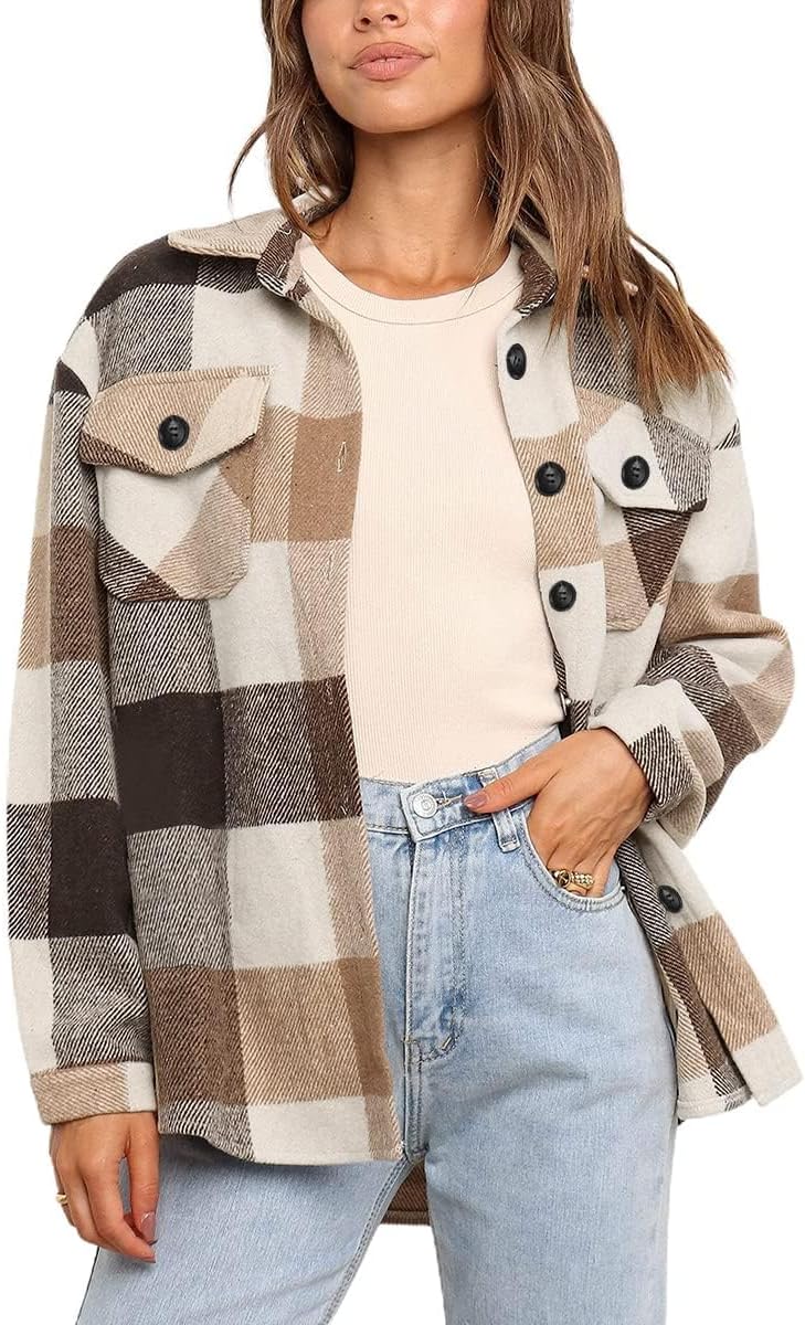 Camisa-chaqueta Daniela para Mujer – Silueta relajada, Cierre de botones y Bolsillos en el pecho