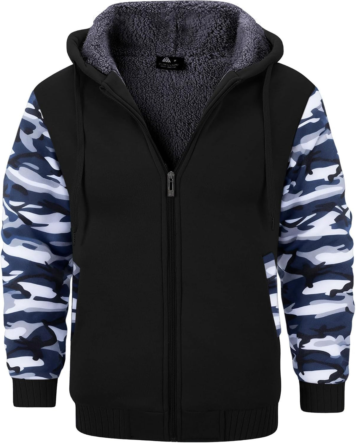 Hugo Sudadera con capucha y forro polar para hombre – chaqueta cálida de invierno con bolsillos laterales