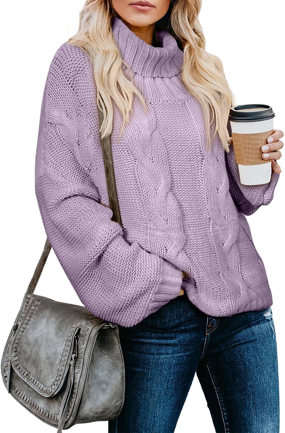 Suéter de cuello alto Adriana para Mujer – Mangas murciélago, Corte corto y Afelpado